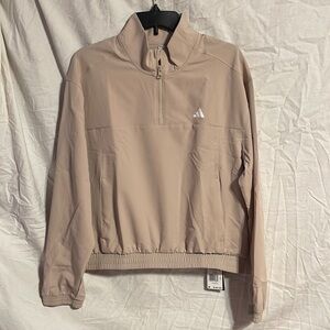 Nwt Adidas Track Jacket Top Medium Pullover Quarter Zip Tan Lightweight M Beige